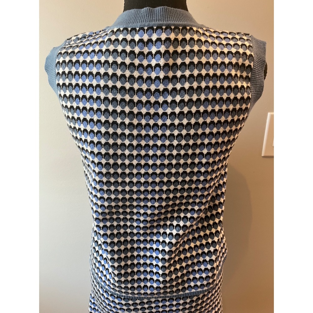 Lucy Paris Blue Geometric Knit Sleeveless Mini Dress Set XS - Picture 7 of 11